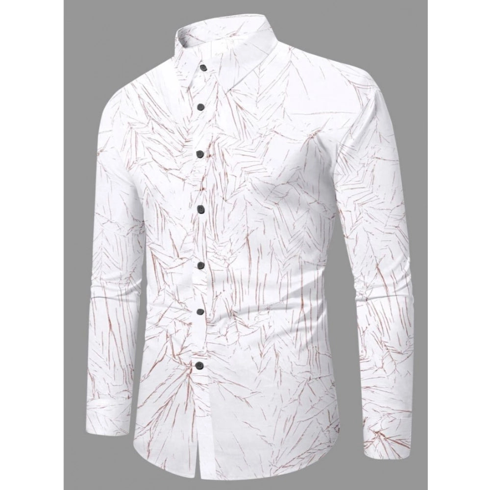 Men's Casual PollyCotton Textured Full Sleeve Collar Shirt (Brown)