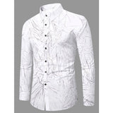 Men's Casual PollyCotton Textured Full Sleeve Collar Shirt (Black)
