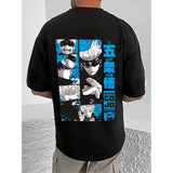 Men's Casual Cotton Blend Printed Round Neck Half Sleeve T-Shirt (Black)