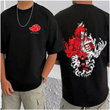 Men's Casual Cotton Blend Printed Round Neck Half Sleeve T-Shirt (Black)