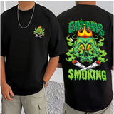 Men's Casual Cotton Blend Printed Round Neck Half Sleeve T-Shirt (Black)