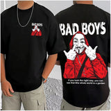 Men's Casual Cotton Blend Printed Round Neck Half Sleeve T-Shirt (Black)