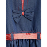 Girl's Denim Solid Sleeveless Round Neck Dress (Blue)