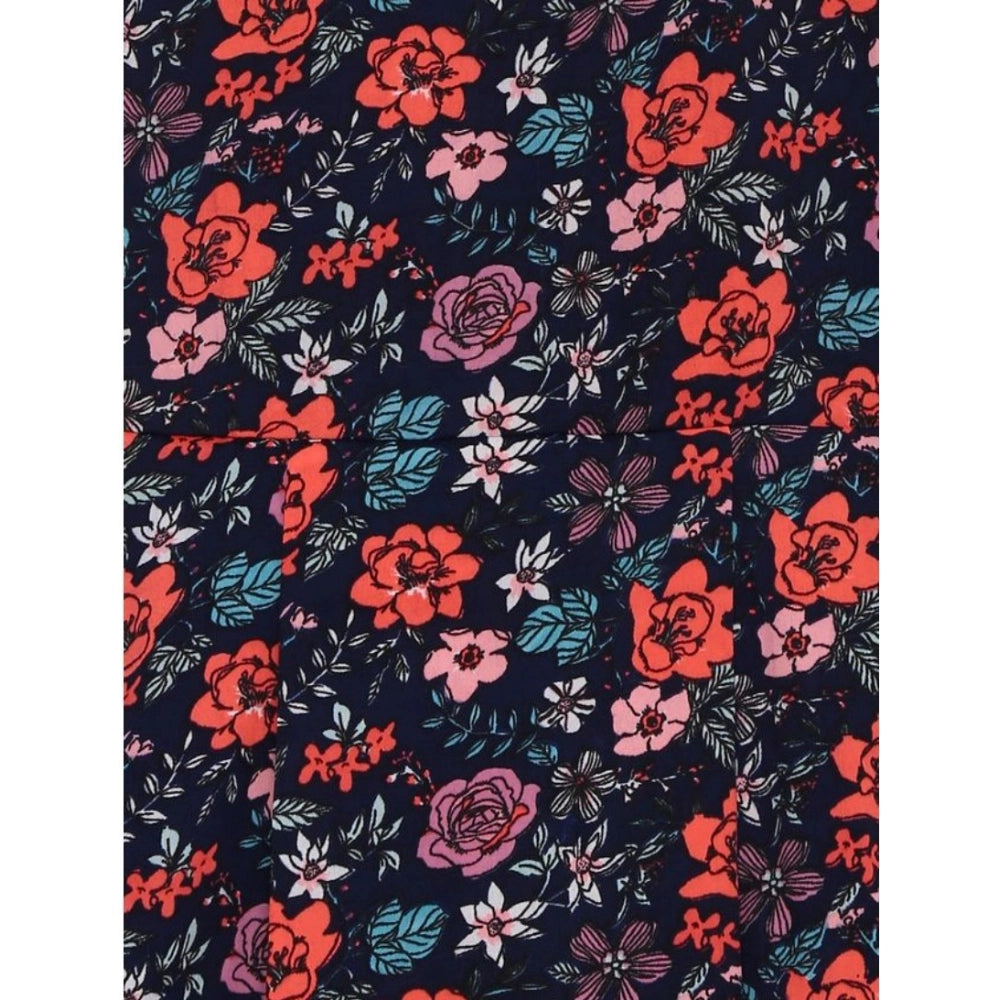 Girl's Polyester Crepe Embellished Sleeveless Round Neck Dress (Multicolor)