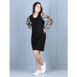 Girl's Polyester Printed Long Sleeve Round Neck Dress (Multicolor)