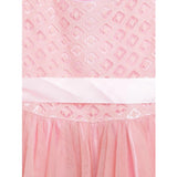 Girl's Polyester  Net Embroidered Sleeveless Round Neck Dress (Peach)