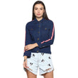 Generic Women's Denim Taping Long Sleeve Jacket (Blue)