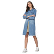Generic Women's Denim Washed Long Sleeve Jacket (Blue)