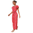 Generic Women's Rayon Tie &amp; Dye Short Sleeve Jumpsuit (Red)