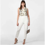 Generic Women's Polyester Embellished Sleeveless Jumpsuit (White)