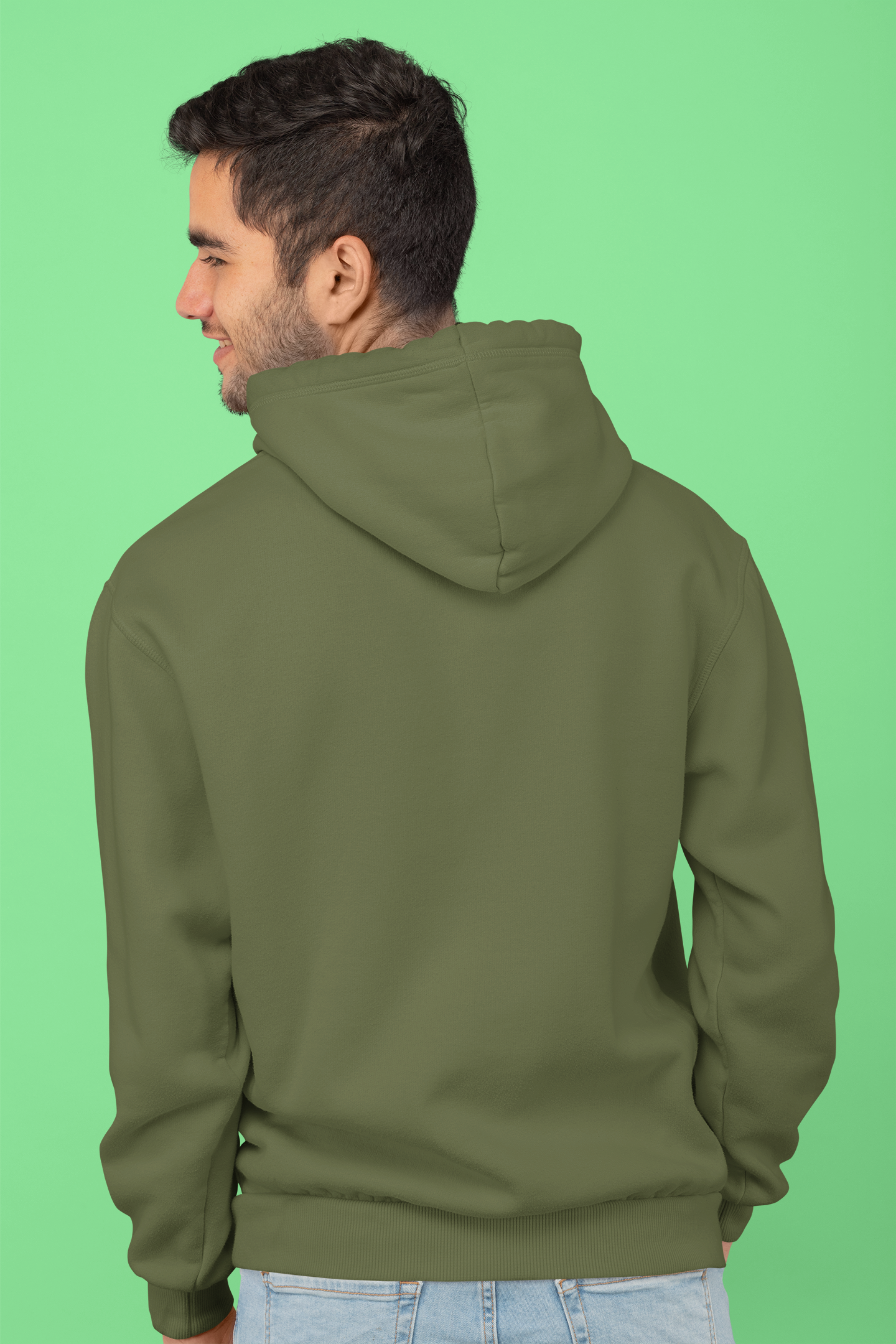 Army Green Color Hoodie – Bio-Washed Cotton