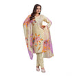 CQ  Women's Cotton Blend Printed Kurti With Pant Dupatta Set (Cream)