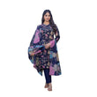 Generic Women's Cotton Blend Printed Kurti With Pant Dupatta Set (NavyBlue)