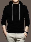 Men's PLAIN Hoodie with ZIPPER Black