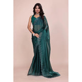 CQ Women's Jimmy choo Embellished Bollywood Saree With Unstitched Blouse 5.5Mtr (Green)