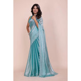 CQ Women's Jimmy choo Embellished Bollywood Saree With Unstitched Blouse 5.5Mtr (Light Blue)
