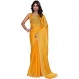 CQ Women's Jimmy choo Embellished Bollywood Saree With Unstitched Blouse 5.5Mtr (Mustard)