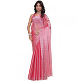 CQ Women's Jimmy choo Embellished Bollywood Saree With Unstitched Blouse 5.5Mtr (Pink)