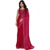 CQ Women's Jimmy choo Embellished Bollywood Saree With Unstitched Blouse 5.5Mtr (Red)