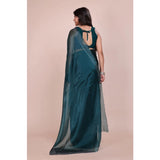 CQ Women's Jimmy choo Embellished Bollywood Saree With Unstitched Blouse 5.5Mtr (Green)