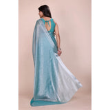 CQ Women's Jimmy choo Embellished Bollywood Saree With Unstitched Blouse 5.5Mtr (Light Blue)