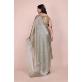 CQ Women's Jimmy choo Embellished Bollywood Saree With Unstitched Blouse 5.5Mtr (Light Green)