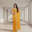 CQ Women's Jimmy choo Embellished Bollywood Saree With Unstitched Blouse 5.5Mtr (Mustard)