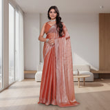 CQ Women's Jimmy choo Embellished Bollywood Saree With Unstitched Blouse 5.5Mtr (Orange)