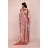 CQ Women's Jimmy choo Embellished Bollywood Saree With Unstitched Blouse 5.5Mtr (Orange)