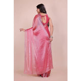 CQ Women's Jimmy choo Embellished Bollywood Saree With Unstitched Blouse 5.5Mtr (Pink)