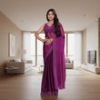 CQ Women's Jimmy choo Embellished Bollywood Saree With Unstitched Blouse 5.5Mtr (Purple)