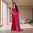 CQ Women's Jimmy choo Embellished Bollywood Saree With Unstitched Blouse 5.5Mtr (Red)