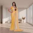CQ Women's Jimmy choo Embellished Bollywood Saree With Unstitched Blouse 5.5Mtr (Yellow)