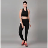 CQ Women's Polyester Solid Ankle length High Waisted Tights (Black)