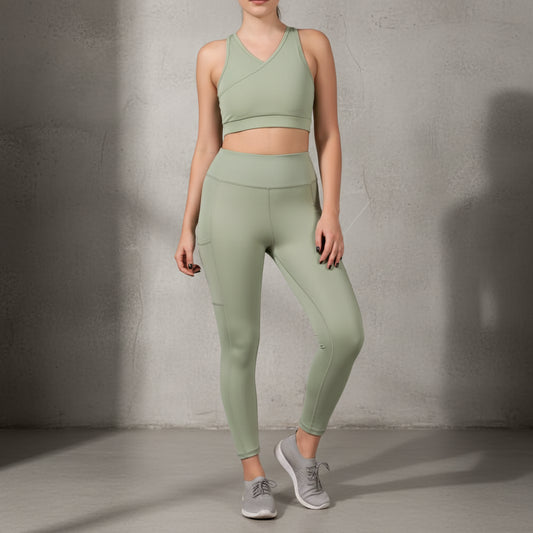 CQ Women's Polyester Solid Ankle length High Waisted Tights (Sea Green)