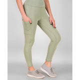 CQ Women's Polyester Solid Ankle length High Waisted Tights (Sea Green)