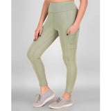 CQ Women's Polyester Solid Ankle length High Waisted Tights (Sea Green)