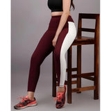 CQ Women's Polyester Solid Ankle length High Waisted Tights (Maroon)