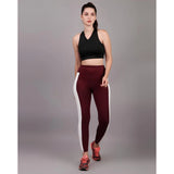 CQ Women's Polyester Solid Ankle length High Waisted Tights (Maroon)