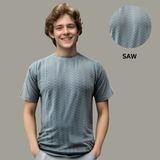 Nauticon Summer Saw Jacquard Crew Neck T-Shirt for Men – Light Grey