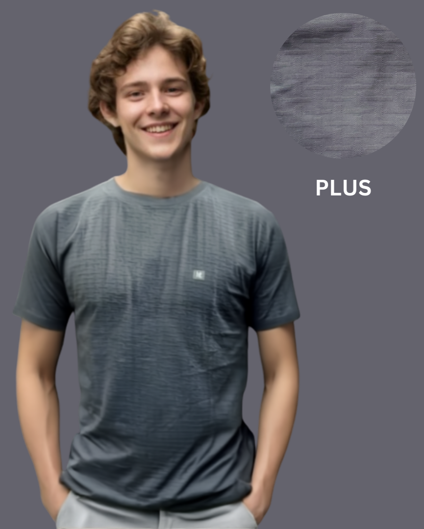 Nauticon Summer Jacquard Crew Neck T-Shirt For Men 100 Poly/Plus Grey