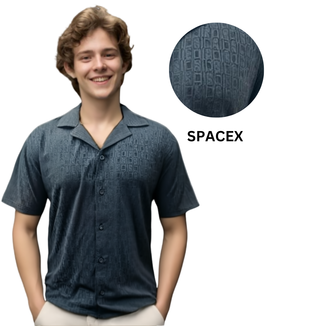 Nauticon Summer Jacquard Shirt for Men Black  | 100% Poly Spacex