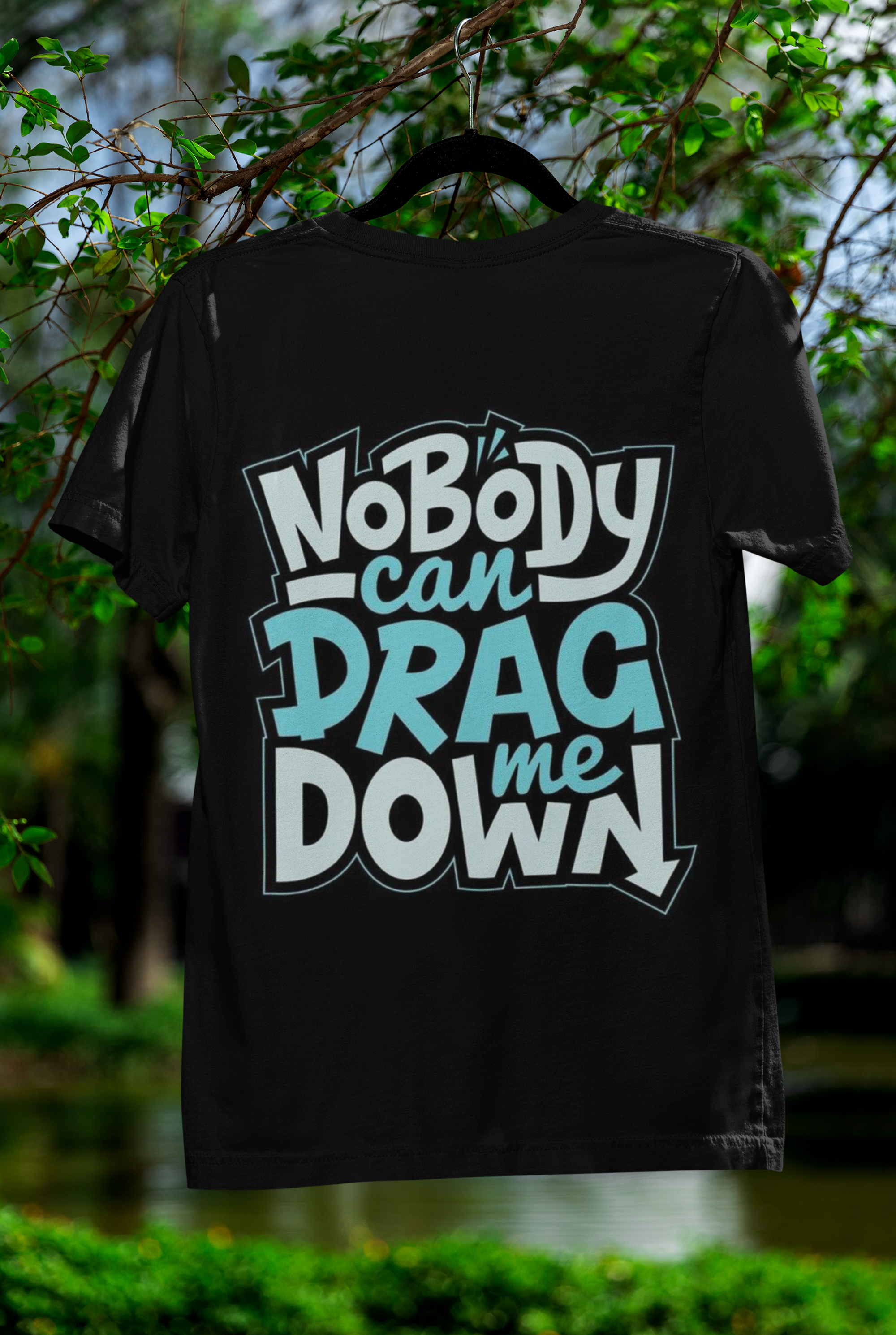 Black Oversize T-Shirt Men NO BODY DRAG ME DOWN BACK DESIGN