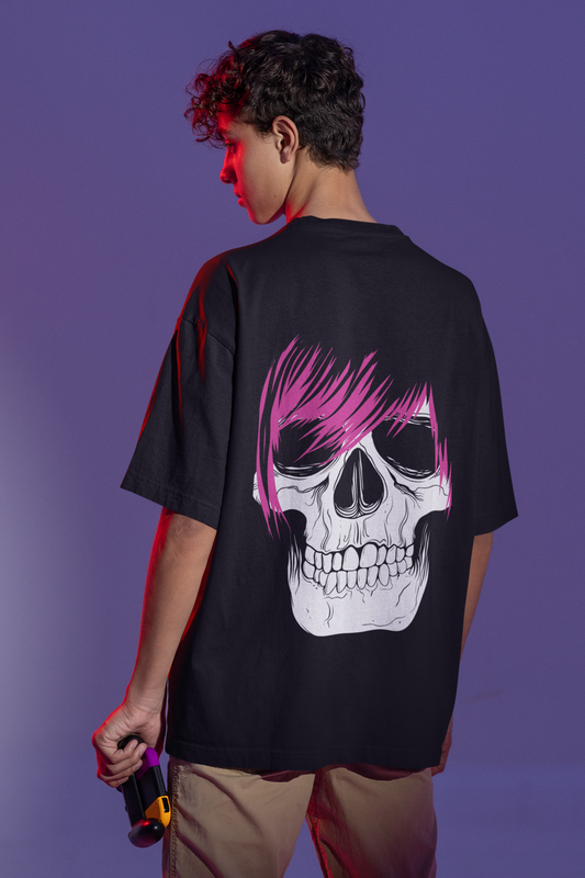 EMO SKULL Custom T-Shirt for Men Color Black Back - COLORS QUEE