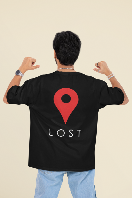 LOST GPS Pin T-Shirt – Funny Navigation-Inspired Streetwear Tee Oversize Back