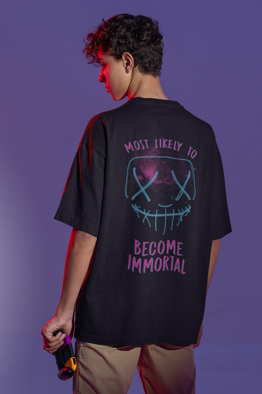 Most Likely To Become Immortal Custom T-Shirt for Men Color Black Back - COLORS QUEE