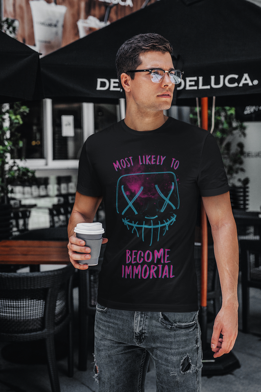 Most Likely To Become Immortal Custom T-Shirt for Men Color Black Front - COLORS QUEE