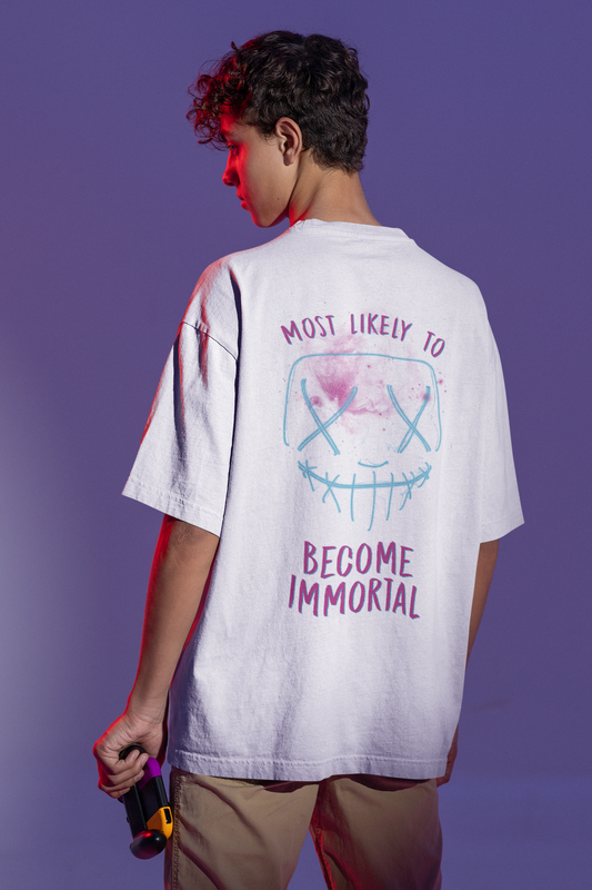 Most Likely To Become Immortal Custom T-Shirt for Men Color White Back - COLORS QUEE