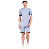 NAUTICON Men Round Neck t-Shirt and Shorts Co-Ord Set Light Blue
