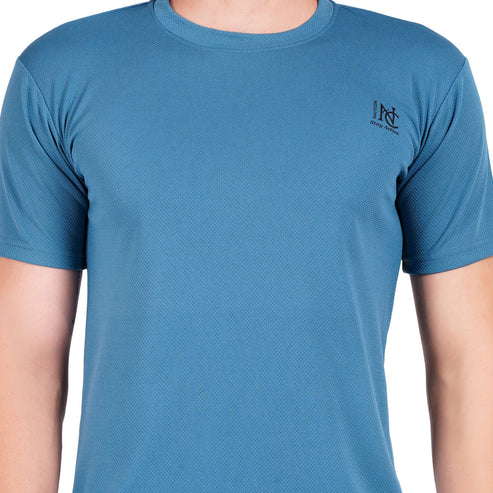 NAUTICON Men Round Neck t-Shirt and Shorts Co-Ord Set Teal Blue